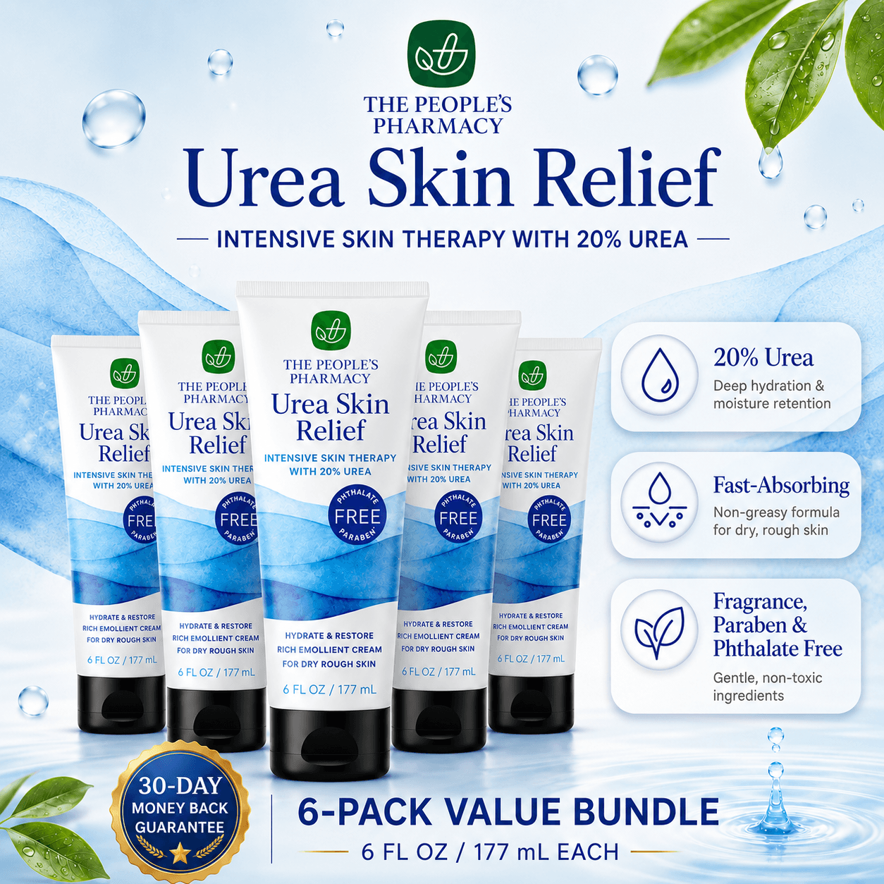 6-Pack Urea Skin Relief, 6 oz. size