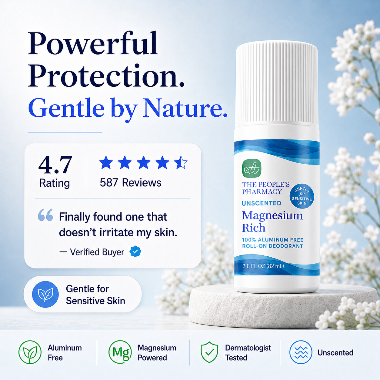 Economy Size Aluminum-Free Magnesium-Rich Roll-on Deodorant